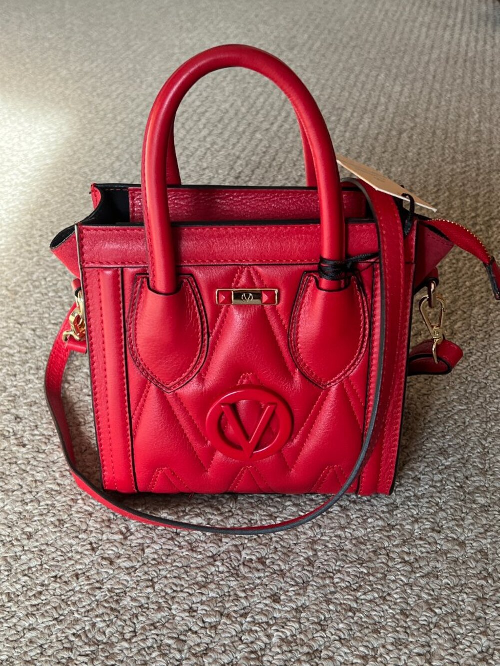 Valentino Eva Diamond Red Leather Quill Leather Crossbody Bag - Picture 6 of 12